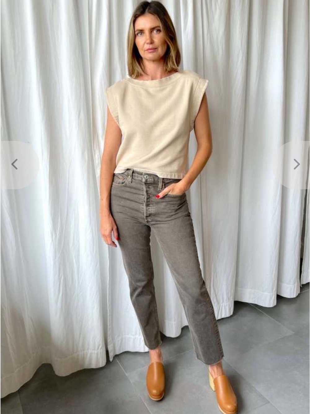 ✨RE/DONE✨High Rise Stove Pipe Cropped Jeans in Taupe Washed Chocolate